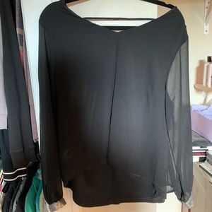 Black Chiffon Top with Sequin Cuffs